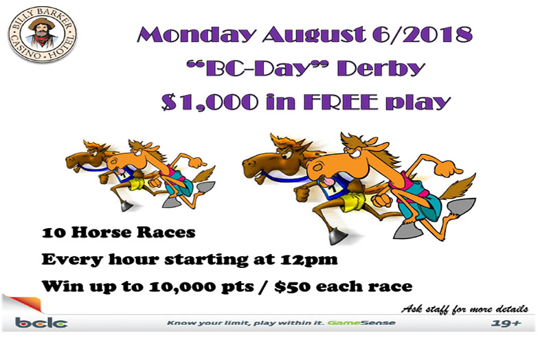BC Day Derby – $1,000 in FREE Play