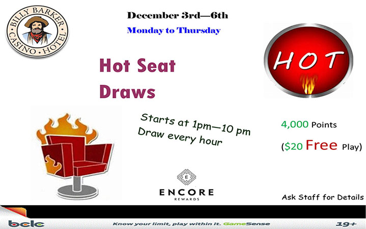 Hot Seat Draws Dec 3-6