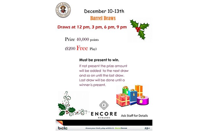 Barrel Draws Dec 10-13