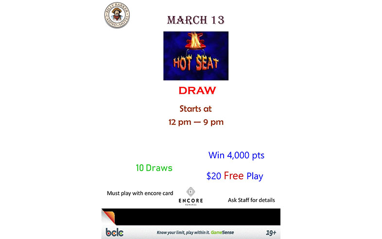 Hot Seat Draw Mar 13, 2019